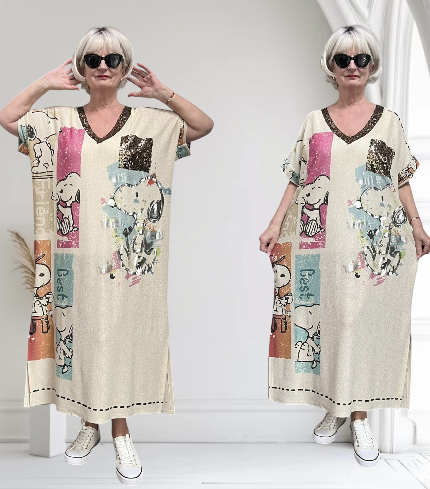 CHARME MODA oversized jurk met glitters stretch