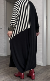 Verda oversized viscose mix jurk apart zwart/wit  stretch