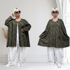 AKH oversized tricot katoen A-lijn blazer/vest apart stretch