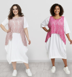 Moonshine oversized de modieuze kleuring  katoen KANTEN top apart stretch /in meerdere kleuren