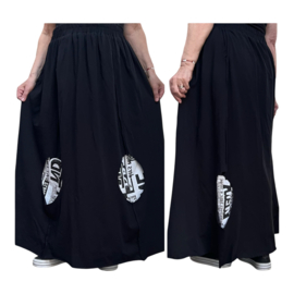 dYb oversized katoen rok stretch zwart/gevoerd