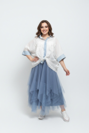 S.Woman oversized katoen blouse/hemd met kant