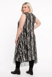 AKH oversized viscose jersey jurk apart/stretch zwart/wit