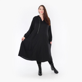 AKH oversized viscose soepele slinky-kwaliteit A-lijn jurk  apart/ zwart