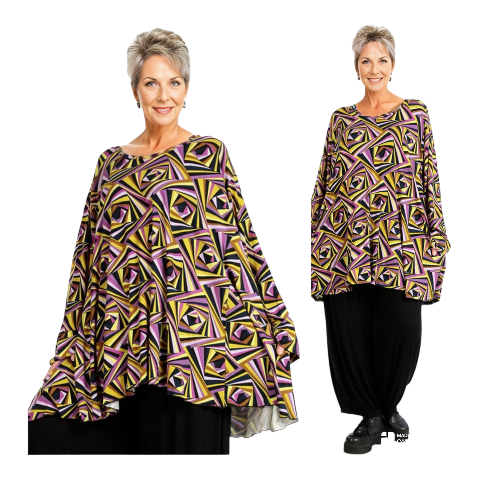 AKH oversized viscose tricot A-lijn tuniek  apart stretch