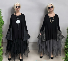 AKH oversized jersey viscose A-lijn tuniek apart  stretch zwart /in meerdere kleuren