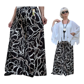 ITALY Mode jersey viscose  wijde broek apart /zeer rekbaar/zwart/wit/beige