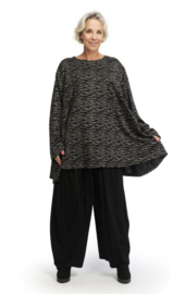 AKH oversized jersey viscose mix A-lijn tuniek apart stretch zwart/wit