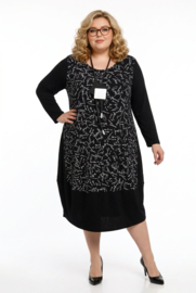 New Jersey viscose ballon jurk stretch zwart/wit