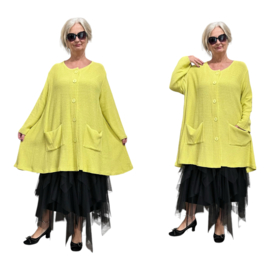 AKH gebreide oversized A-lijn katoen vest/blazer apart stretch