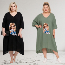 ITALIA MODA  oversized mousseline katoen jurk/in meerdere kleuren