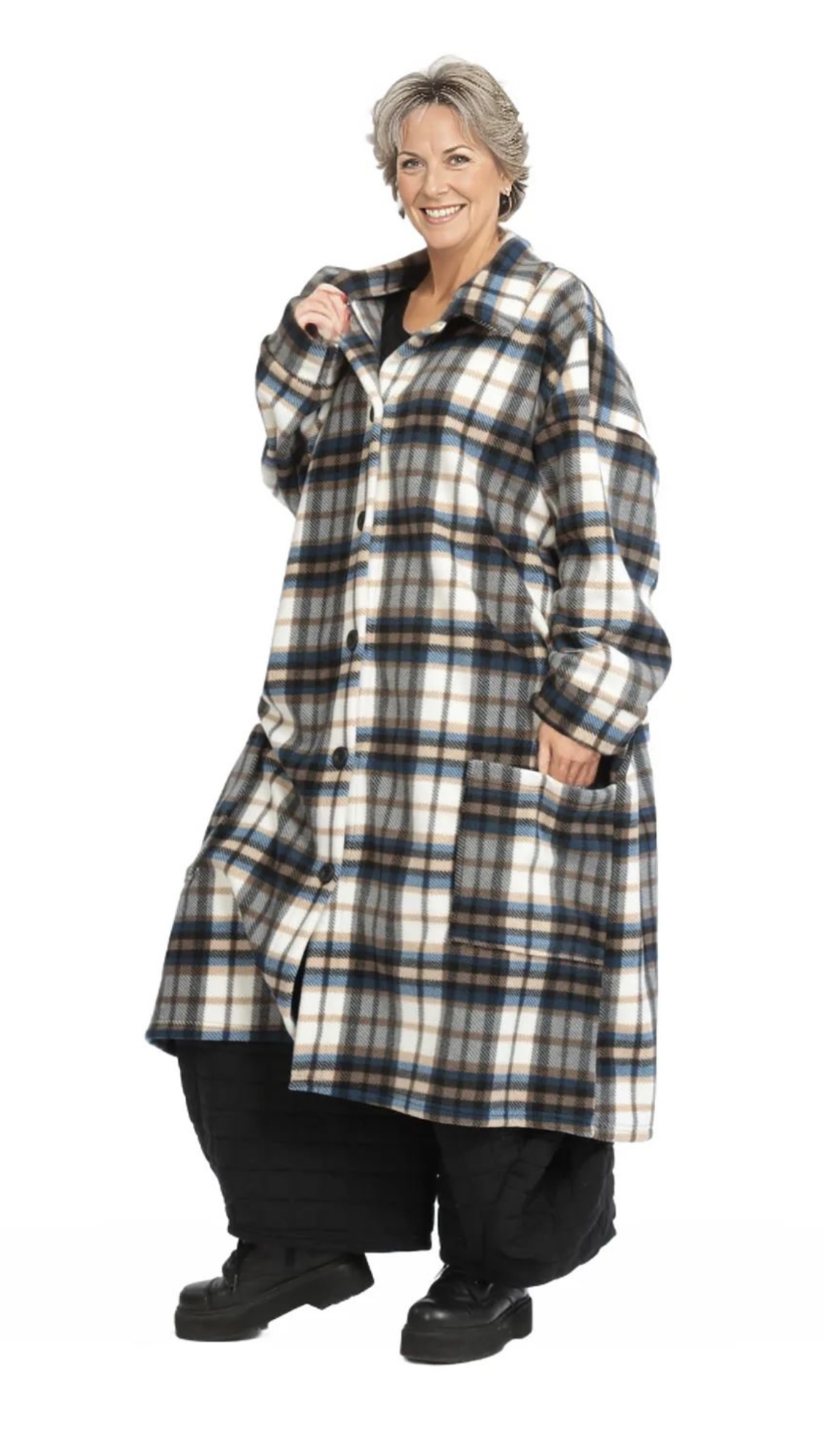 AKH oversized fleece winterjas/mantel stretch