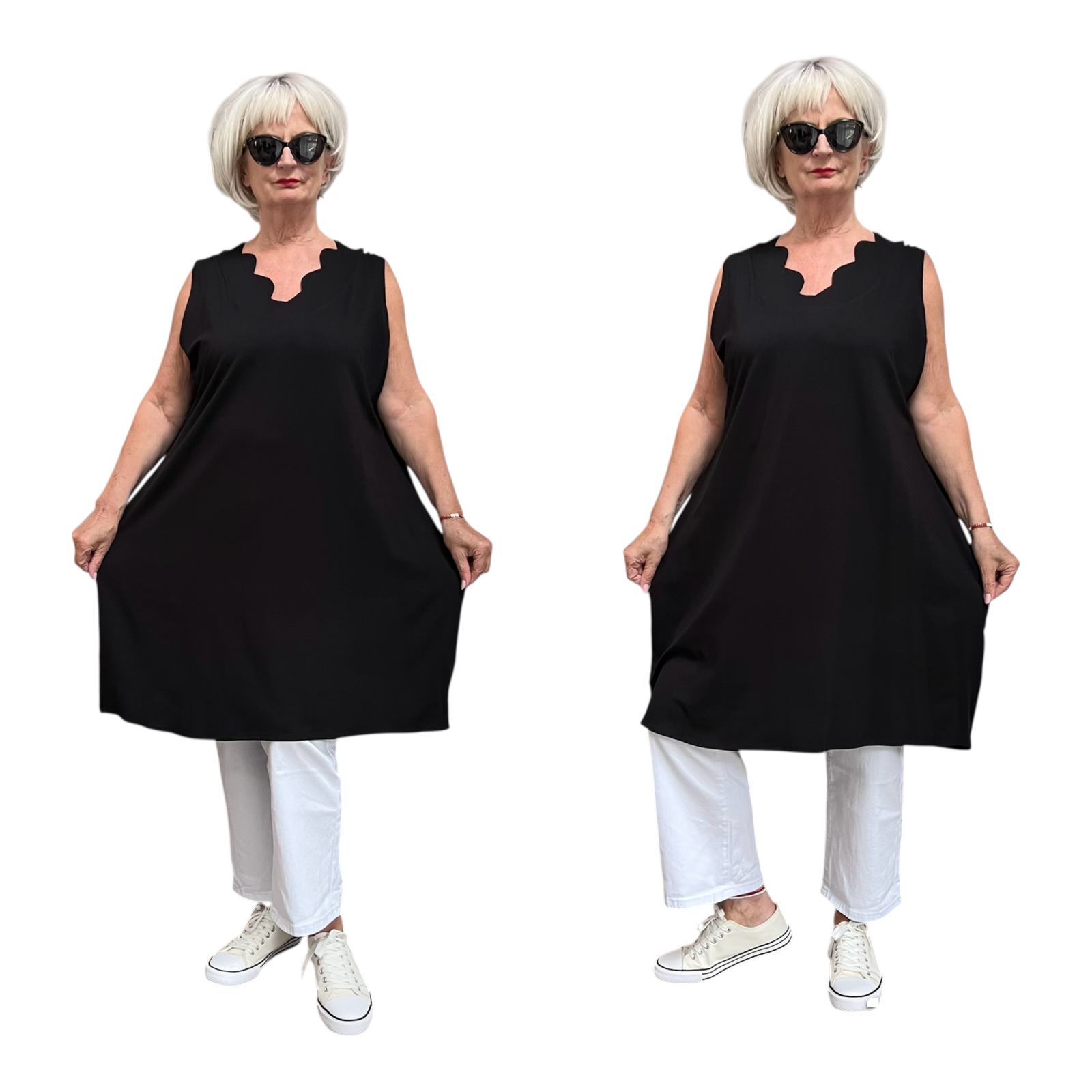 New Jersey viscose A-lijn tuniek met aparte decolleté/ stretch/zwart