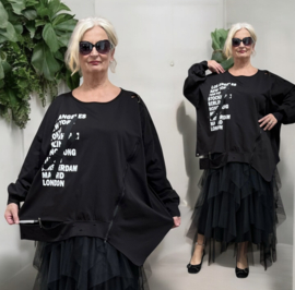 EU Queen oversized katoen A-lijn top/zwart stretch/apart/in meerdere kleuren