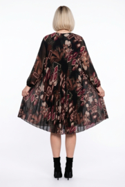 ITALIA MODA  viscose chiffon met accordeonplissé A-lijn jurk gevoerd /stretch