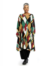 AKH viscose asymmetrisch oversized A-lijn jurk met zakken apart stretch