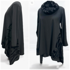 Vincenzo Allocca oversized katoen A-lijn tuniek met inzet van tule apart zwart
