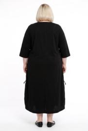 KEKOO design katoen A-lijn jurk zwart/lichtgrijs stretch