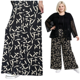 ITALY Mode jersey viscose  wijde broek apart /zeer rekbaar/zwart/wit