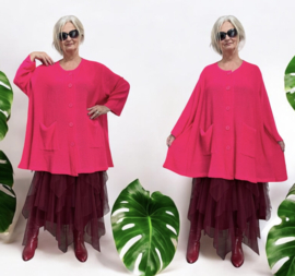 AKH gebreide oversized A-lijn katoen vest/blazer apart stretch