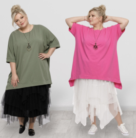 ITALIA MODA  katoen A-lijn tuniek met ketting /stretch/meerdere kleuren