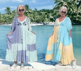 ITALIA oversized viscose geborduurde A-lijn BOHO jurk/in meerdere kleuren