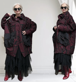 Zedd Plus oversized ballon blazer/jas  gevoerd /zwart/wijnrood