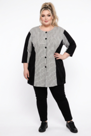 AKH oversized viscose jersey A-lijn blazer/vest apart/ stretch zwart/wit