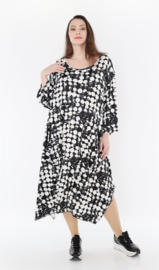 AKH oversized viscose A-lijn jurk / apart /stretch /zwart/wit
