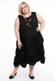 Moonshine katoen A-lijn jurk stretch/zwart