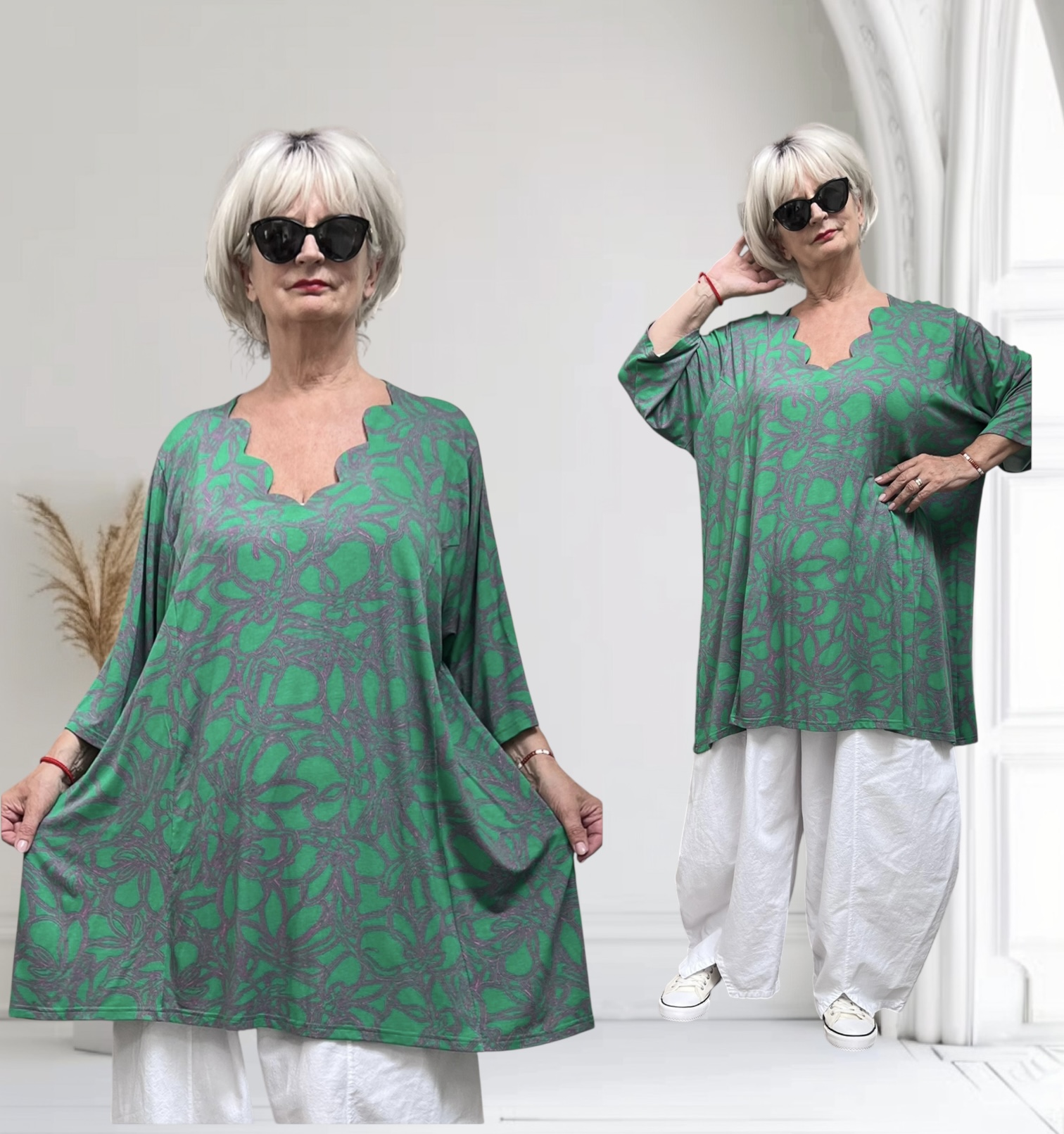 Ophilia viscose A-lijn tuniek  met aparte decolleté stretch