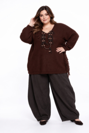 ITALIA oversized acryl mix gebreide top met franjes /in meerdere kleuren