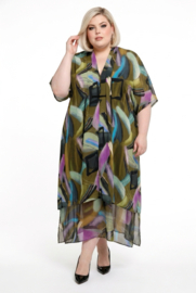 DIVAS PLANET oversized viscose jurk  met inzet van tule