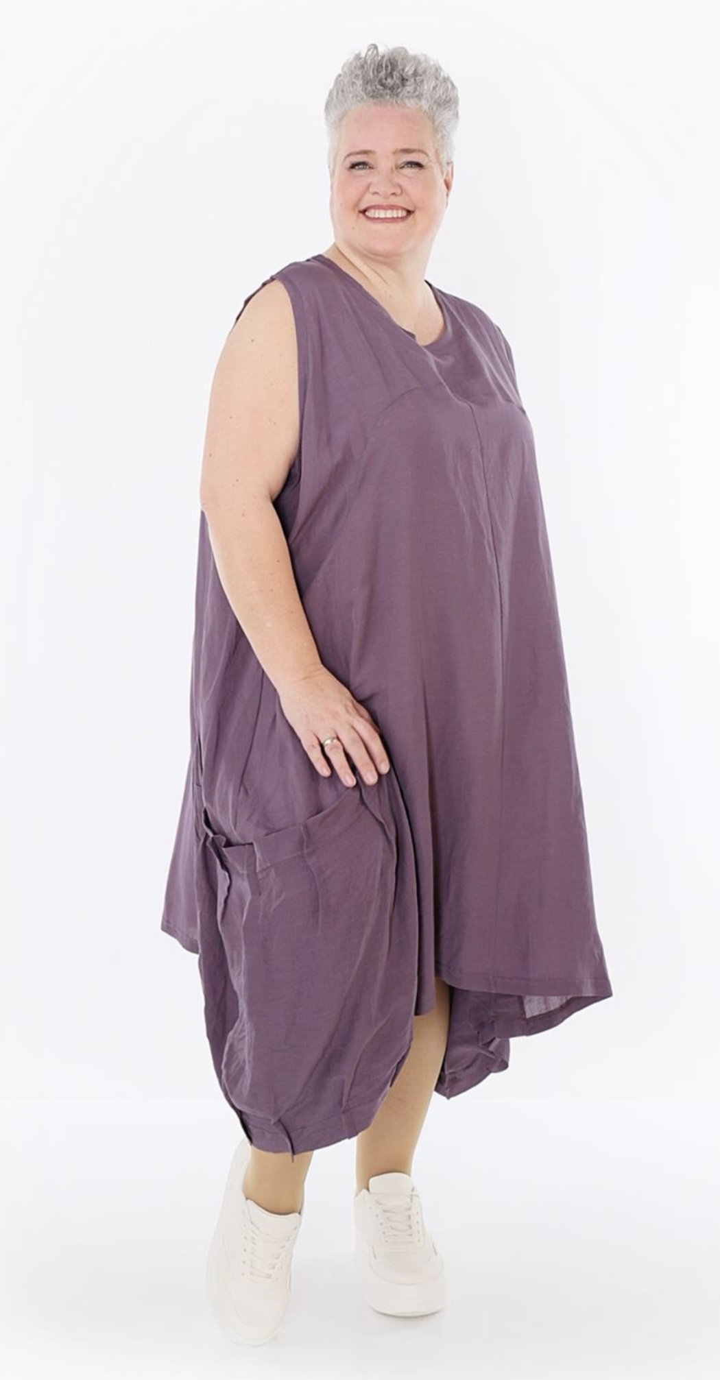 AKH oversized viscose/linnen  A-lijn jurk