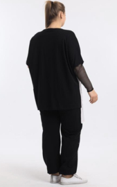 LA VELINA  oversized katoen jersey tuniek + broek/ stretch zwart/wit