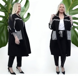 DIVAS PLANET katoen blazer/vest met knoopsluiting  /stretch zwart/wit