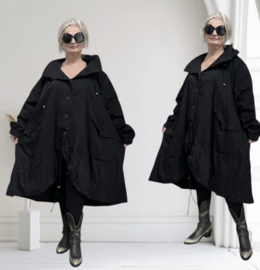KEKOO design oversized gewatteerde A-lijn jas gevoerd /zwart