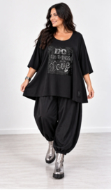 Vincenzo Allocca oversized katoen A-lijn top met applicatie/apart/stretch zwart
