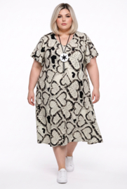 Naveed oversized viscose A-lijn jurk zwart/ecru