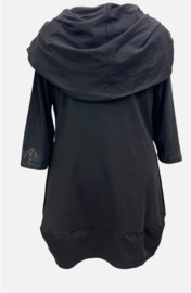 Vincenzo Allocca oversized katoen A-lijn tuniek met lakverf kraag /stretch/zwart