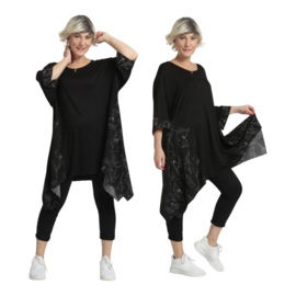 AKH oversized viscose A-lijn tuniek  apart stretch zwart
