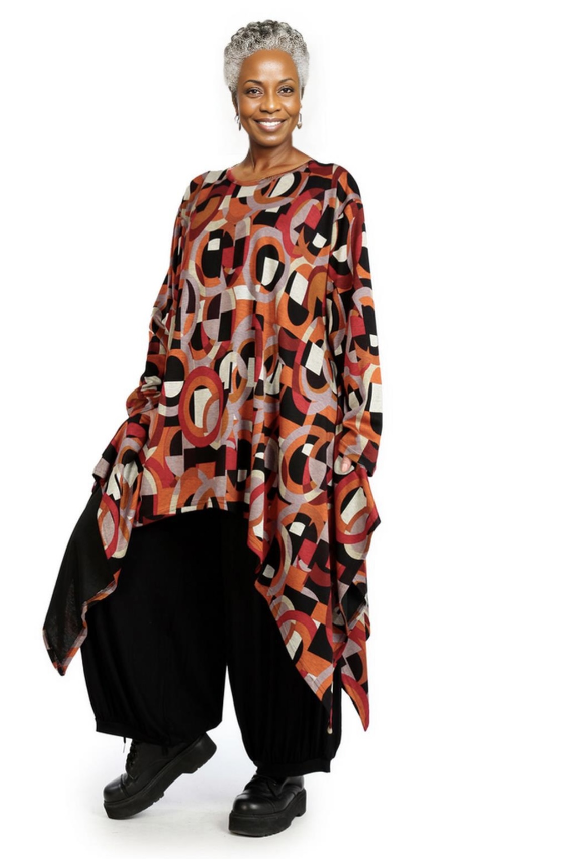 AKH viscose asymmetrisch oversized jersey A-lijn tuniek/top met zakken apart stretch