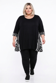 AKH oversized viscose jersey A-lijn jurk  apart/stretch zwart/wit