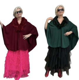 ITALIA MODA viscose omslagdoek/poncho/vest  met bont/in meerdere kleuren