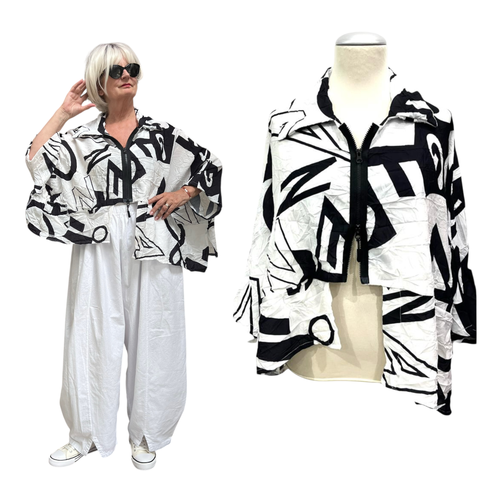 Vincenzo Allocca oversized blazer/vest apart zwart/wit