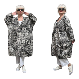 Ophilia katoen zomer jas /gevoerd/zwart/beige
