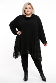 AKH oversized viscose A-lijn tuniek met glitter KANT stretch