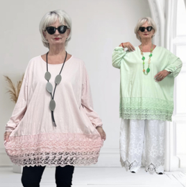 ITALIA MODA oversized katoen tuniek met kant stretch/in meerdere kleuren