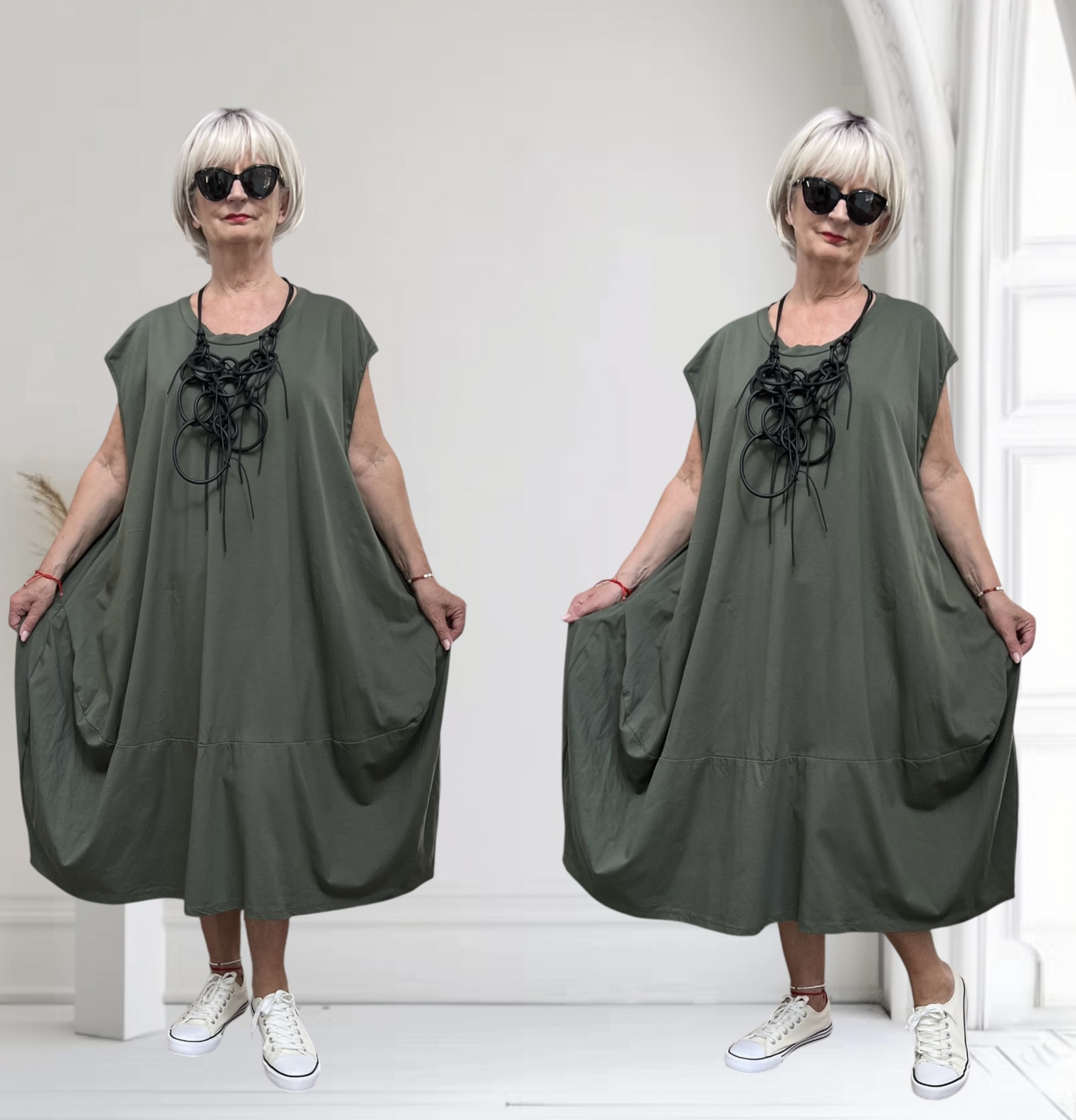 ITALIA  MODA  katoen A-lijn jurk apart/ in meerdere kleuren