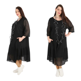 AKH viscose A-lijn KANTEN jurk met zakken gevoerd /apart stretch